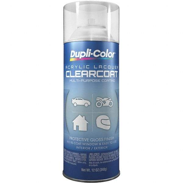 Dupli-Color - Clear, Gloss, Lacquer Spray Paint - 12 to 14 Sq Ft per Can, 12 oz Container - Exact Tool & Supply