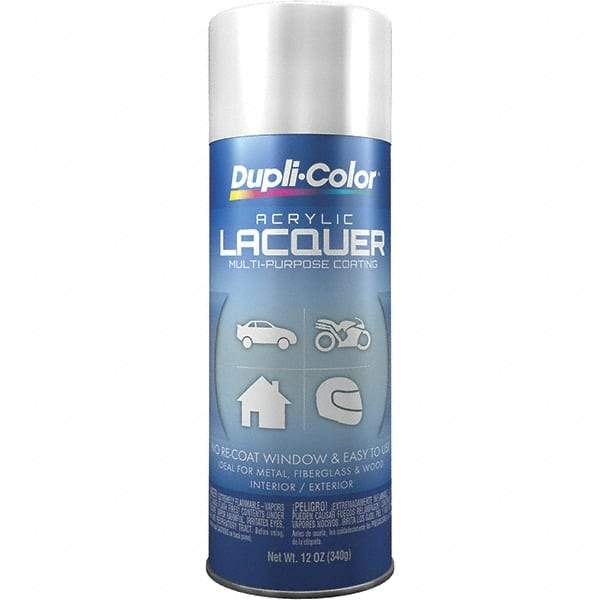 Dupli-Color - White, Gloss, Lacquer Spray Paint - 12 to 14 Sq Ft per Can, 12 oz Container - Exact Tool & Supply