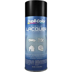 Dupli-Color - Black, Semi Gloss, Lacquer Spray Paint - 12 to 14 Sq Ft per Can, 12 oz Container - Exact Tool & Supply