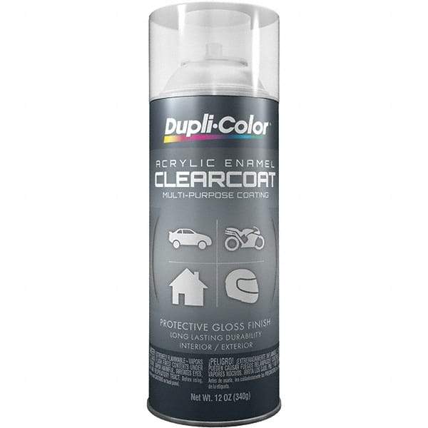 Dupli-Color - Crystal Clear, Flat, Acrylic Enamel Spray Paint - 12 to 14 Sq Ft per Can, 12 oz Container - Exact Tool & Supply