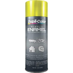 Dupli-Color - Chrome Yellow, Metallic, Acrylic Enamel Spray Paint - 12 to 14 Sq Ft per Can, 12 oz Container - Exact Tool & Supply