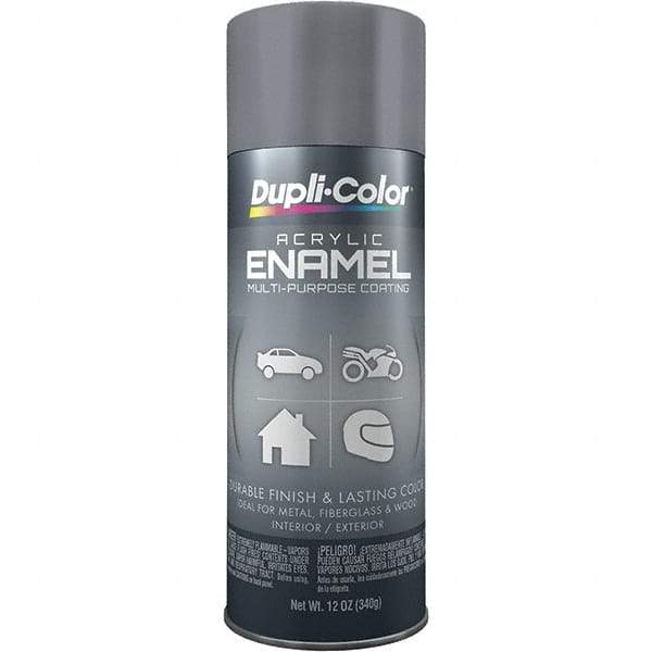 Dupli-Color - Machinery Gray, Gloss, Acrylic Enamel Spray Paint - 12 to 14 Sq Ft per Can, 12 oz Container - Exact Tool & Supply