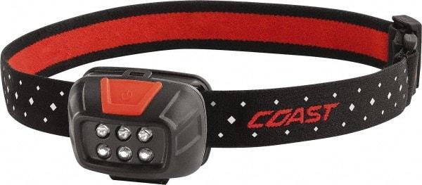 Coast Cutlery - White LED Bulb, 240 Lumens, Hands-free Flashlight - Black, Red Plastic Body, 3 AAA Batteries Included - Exact Tool & Supply