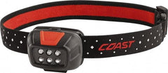 Coast Cutlery - White LED Bulb, 240 Lumens, Hands-free Flashlight - Black, Red Plastic Body, 3 AAA Batteries Included - Exact Tool & Supply