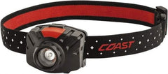 Coast Cutlery - White LED Bulb, 300 Lumens, Hands-free Flashlight - Black, Red Plastic Body, 3 AAA Batteries Included - Exact Tool & Supply