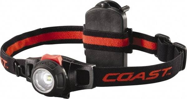 Coast Cutlery - White LED Bulb, 240 Lumens, Hands-free Flashlight - Black, Red Plastic Body, 3 AAA Batteries Included - Exact Tool & Supply
