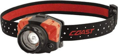 Coast Cutlery - White, Red LED Bulb, 540 Lumens, Hands-free Flashlight - Black, Red Plastic Body, 3 AAA Batteries Included - Exact Tool & Supply