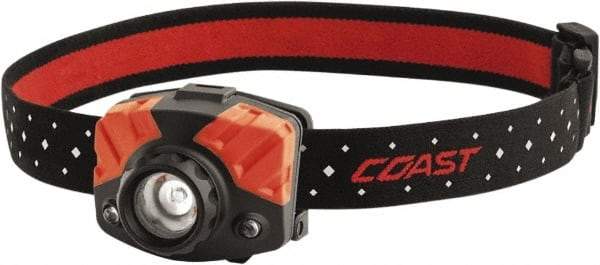 Coast Cutlery - White, Red LED Bulb, 405 Lumens, Hands-free Flashlight - Black, Red Plastic Body, 3 AAA Batteries Included - Exact Tool & Supply