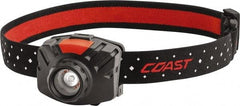 Coast Cutlery - White LED Bulb, 405 Lumens, Hands-free Flashlight - Black, Red Plastic Body, 3 AAA Batteries Included - Exact Tool & Supply