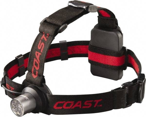 Coast Cutlery - White LED Bulb, 175 Lumens, Hands-free Flashlight - Black, Red Plastic Body, 3 AAA Batteries Included - Exact Tool & Supply