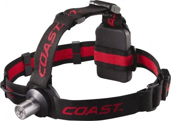 Coast Cutlery - White LED Bulb, 100 Lumens, Hands-free Flashlight - Black, Red Plastic Body, 3 AAA Batteries Included - Exact Tool & Supply