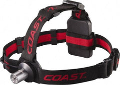 Coast Cutlery - White LED Bulb, 100 Lumens, Hands-free Flashlight - Black, Red Plastic Body, 3 AAA Batteries Included - Exact Tool & Supply