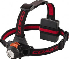 Coast Cutlery - White LED Bulb, 330 Lumens, Hands-free Flashlight - Black, Red Plastic Body, 3 AA Batteries Included - Exact Tool & Supply
