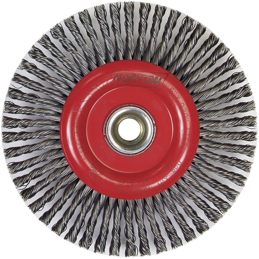 Norton - 6" OD, 5/8-11 Arbor Hole, Stringer Bead Carbon Wheel Brush - Exact Tool & Supply