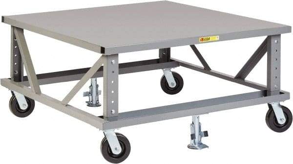 Little Giant - 3,600 Lb Capacity Steel Adjustable Height Pallet Stand - Steel Deck, 42" OAW, 48" Platform Length, Phenolic Casters - Exact Tool & Supply