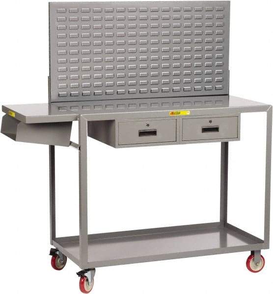 Little Giant - Mobile Workstation - Steel, Fixed Leg, Gray, 61-1/2" Long x 24" Deep x 66" High - Exact Tool & Supply