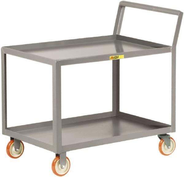 Little Giant - 1,200 Lb Capacity, 24" Wide x 52" Long x 38-3/4" High Shelf Cart - 2 Shelf, Steel, 2 Rigid/2 Swivel Casters - Exact Tool & Supply