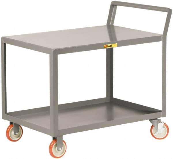 Little Giant - 1,200 Lb Capacity, 18" Wide x 36" Long x 38-3/4" High Shelf Cart - 2 Shelf, Steel, 2 Rigid/2 Swivel Casters - Exact Tool & Supply