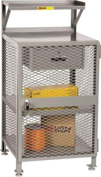 Little Giant - 1 Drawer Enclosed Shop Desk - 36 Inch Wide x 24 Inch Deep x 52 Inch High, Gray - Exact Tool & Supply