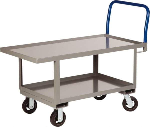 Little Giant - 2,000 Lb Capacity Steel Raised Deck Platform Truck - Steel Deck, 24" OAW, 48" Platform Length x 26" Platform Height, Mold On Rubber Casters - Exact Tool & Supply