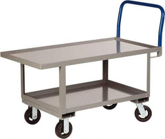 Little Giant - 2,000 Lb Capacity Steel Raised Deck Platform Truck - Steel Deck, 24" OAW, 48" Platform Length x 26" Platform Height, Mold On Rubber Casters - Exact Tool & Supply