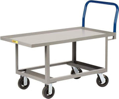 Little Giant - 2,000 Lb Capacity Steel Raised Deck Platform Truck - Steel Deck, 30" OAW, 60" Platform Length x 26" Platform Height, Mold On Rubber Casters - Exact Tool & Supply