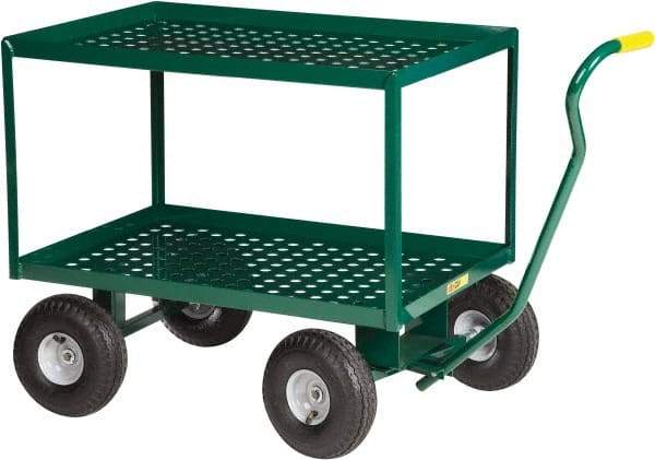 Little Giant - 1,200 Lb Capacity Steel 2-Tier Wagon - Steel Deck, 24" OAW, 36" Platform Length x 39" Platform Height, Pneumatic Casters - Exact Tool & Supply