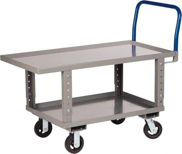 Little Giant - 2,000 Lb Capacity Steel Raised Deck Platform Truck - Steel Deck, 30" OAW, 48" Platform Length x 35-1/2" Platform Height, Mold On Rubber Casters - Exact Tool & Supply