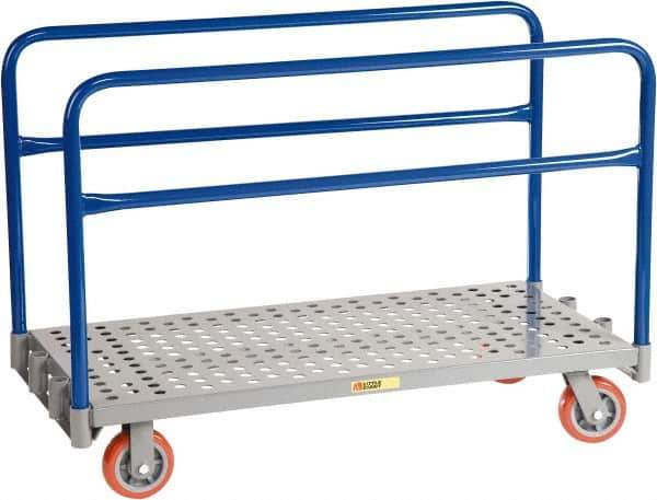 Little Giant - 2,000 Lb Capacity Steel Perforated Deck Platform Truck - Steel Deck, 24" OAW, 48" Platform Length x 9" Platform Height, Polyurethane Casters - Exact Tool & Supply