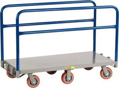 Little Giant - 3,600 Lb Capacity Steel 6-Wheeled Platform Truck - Steel Deck, 24" OAW, 60" Platform Length x 9" Platform Height, Polyurethane Casters - Exact Tool & Supply