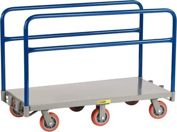 Little Giant - 3,600 Lb Capacity Steel 6-Wheeled Platform Truck - Steel Deck, 36" OAW, 72" Platform Length x 9" Platform Height, Polyurethane Casters - Exact Tool & Supply