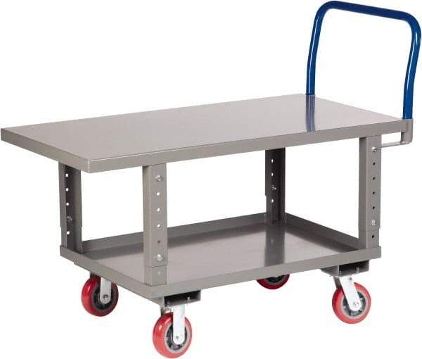 Little Giant - 2,000 Lb Capacity Steel Raised Deck Platform Truck - Steel Deck, 24" OAW, 48" Platform Length x 35-1/2" Platform Height, Polyurethane Casters - Exact Tool & Supply