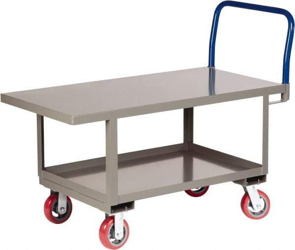 Little Giant - 2,000 Lb Capacity Steel Raised Deck Platform Truck - Steel Deck, 30" OAW, 60" Platform Length x 26" Platform Height, Polyurethane Casters - Exact Tool & Supply