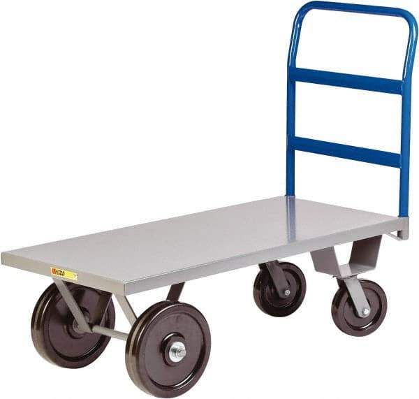 Little Giant - 5,000 Lb Capacity Steel Heavy Duty Platform Truck - Steel Deck, 24" OAW, 48" Platform Length x 16-1/2" Platform Height, Phenolic Casters - Exact Tool & Supply