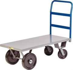 Little Giant - 5,000 Lb Capacity Steel Heavy Duty Platform Truck - Steel Deck, 36" OAW, 72" Platform Length x 16-1/2" Platform Height, Phenolic Casters - Exact Tool & Supply