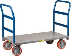 Little Giant - 3,600 Lb Capacity Steel Double End Rack Platform Truck - Steel Deck, 30" OAW, 60" Platform Length x 11" Platform Height, Polyurethane Casters - Exact Tool & Supply