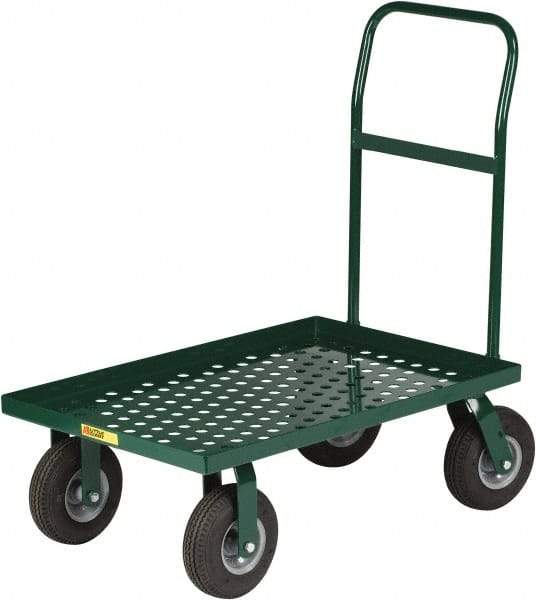 Little Giant - 1,000 Lb Capacity Steel Perforated Deck Platform Truck - Steel Deck, 24" OAW, 48" Platform Length x 11" Platform Height, Pneumatic Casters - Exact Tool & Supply