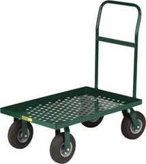 Little Giant - 1,000 Lb Capacity Steel Perforated Deck Platform Truck - Steel Deck, 24" OAW, 48" Platform Length x 11" Platform Height, Pneumatic Casters - Exact Tool & Supply