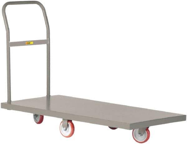 Little Giant - 1,200 Lb Capacity Steel Platform Truck - Steel Deck, 24" OAW, 36" Platform Length x 6-1/2" Platform Height, Polyurethane Casters - Exact Tool & Supply