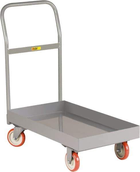 Little Giant - 1,200 Lb Capacity Steel Platform Truck - Steel Deck, 24" OAW, 48" Platform Length x 6-1/2" Platform Height, Polyurethane Casters - Exact Tool & Supply
