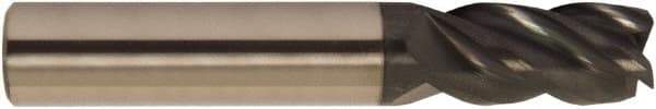 Accupro - 1/4", 4 Flute, Single End, Solid Carbide, 0.02" Corner Radius End Mill - 2-1/2" OAL, 38° Helix, Right Hand Flute, 3/4" LOC, Right Hand Cut - Exact Tool & Supply
