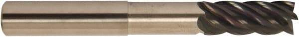Accupro - 3/8", 1/2" LOC, 3/8" Shank Diam, 6" OAL, 5 Flute, Solid Carbide Square End Mill - Single End, AlTiCrN Finish, Spiral Flute, 38° Helix, Centercutting, Right Hand Cut, Right Hand Flute, Series HS - Exact Tool & Supply
