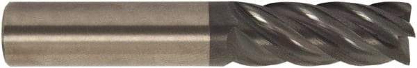 Accupro - 1", 5 Flute, Single End, Solid Carbide, 1/4" Corner Radius End Mill - 5" OAL, 38° Helix, Right Hand Flute, 2-5/8" LOC, Right Hand Cut - Exact Tool & Supply