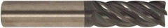Accupro - 1", 5 Flute, Single End, Solid Carbide, 1/4" Corner Radius End Mill - 5" OAL, 38° Helix, Right Hand Flute, 2-5/8" LOC, Right Hand Cut - Exact Tool & Supply