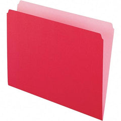 Pendaflex - 9-1/2 x 11-5/8", Letter Size, Red/Light Red, File Folders with Top Tab - 11 Point Stock, Straight Tab Cut Location - Exact Tool & Supply