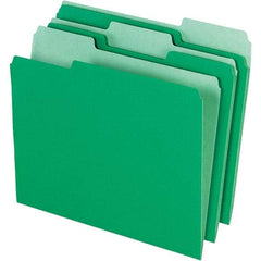 Pendaflex - 14-5/8 x 9-3/16", Letter Size, Bright Green, File Folders with Top Tab - 11 Point Stock, Assorted Tab Cut Location - Exact Tool & Supply