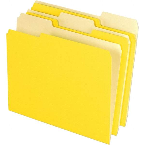 Pendaflex - 11-5/8 x 9-3/16", Letter Size, Yellow, File Folders with Top Tab - 11 Point Stock, Assorted Tab Cut Location - Exact Tool & Supply
