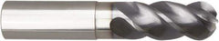 Niagara Cutter - 1" Diam, 2" LOC, 4 Flute Solid Carbide Ball End Mill - AlTiN Finish, Single End, 5" OAL, 1" Shank Diam, Spiral Flute - Exact Tool & Supply