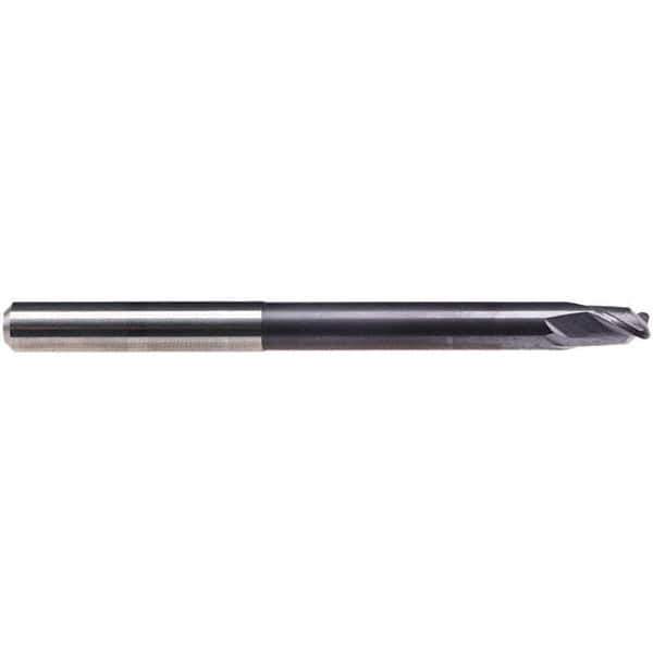 Emuge - 1/4" Diam, 1/4" LOC, 2 Flute Solid Carbide Roughing & Finishing End Mill - TiAlN Finish, 3-1/2" OAL, 1/4" Shank Diam, Cylindrical Shank, 30° Helix, Extra Long Length - Exact Tool & Supply