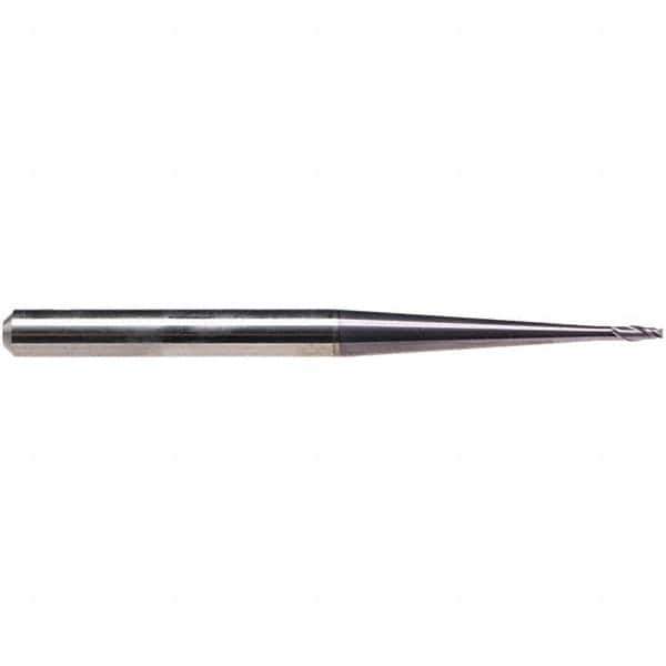 Emuge - 3mm Diam, 3.5mm LOC, 2 Flute Solid Carbide Roughing & Finishing End Mill - TiAlN Finish, 80mm OAL, 6mm Shank Diam, Cylindrical Shank, 30° Helix, Extra Long Length - Exact Tool & Supply